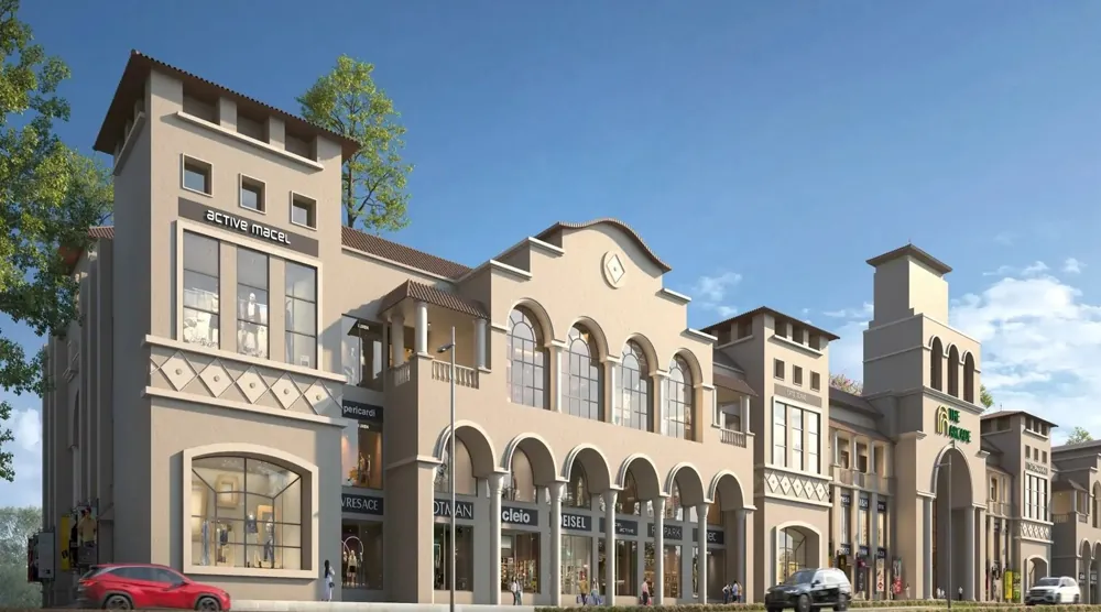 Spanish-inspired retail boulevard at Crestoria Estate